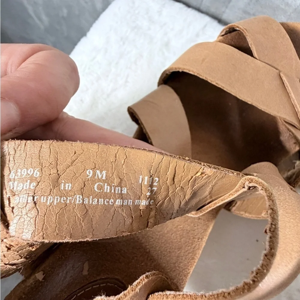 Clarks Collection Tan Cork Wedge Strappy Sandals Size 9 M with some peeling
